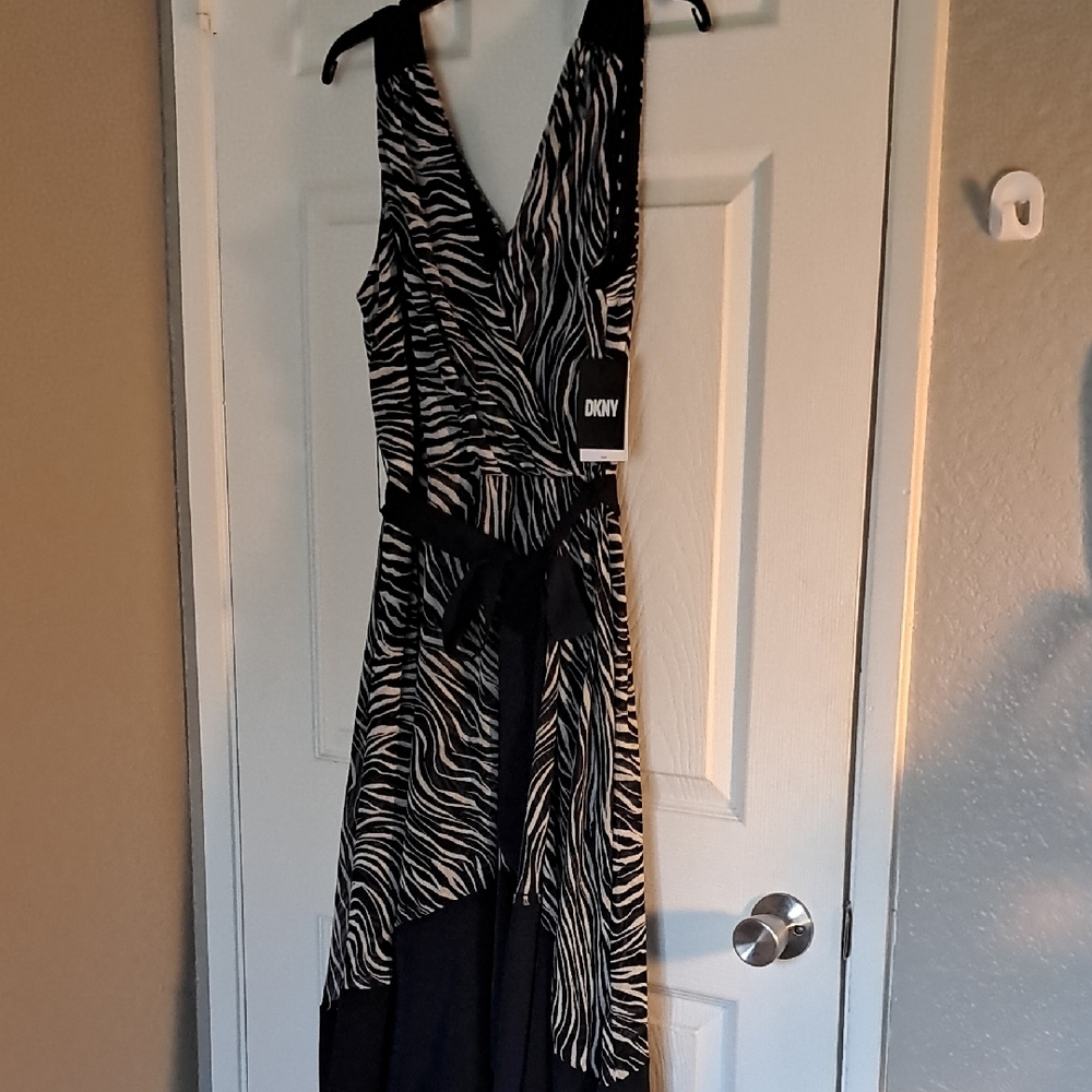 DKNY Black and White Zebra Print Dress